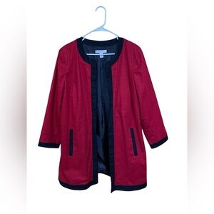 Chico’s Red & Black Open Front Jacket Blazer Coat in Size 2. (Large/12).